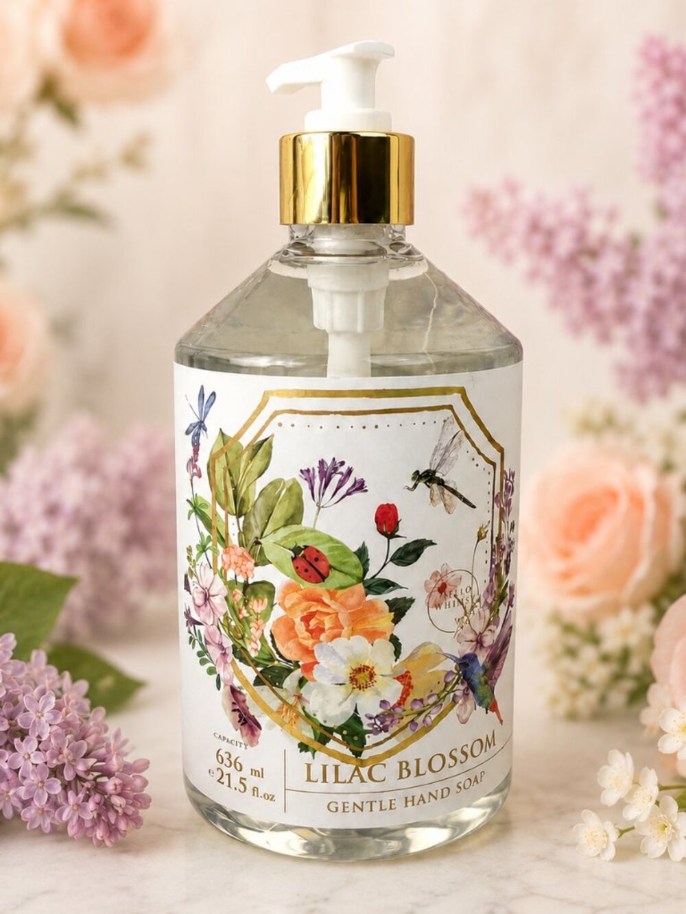 Hello Whimsy Lilac Blossom Gentle Hand Soap 21.5 fl oz Floral Pump Bottle